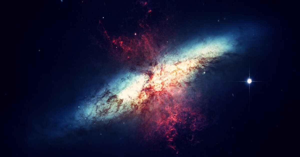 爆発する銀河と輝く星々の宇宙風景