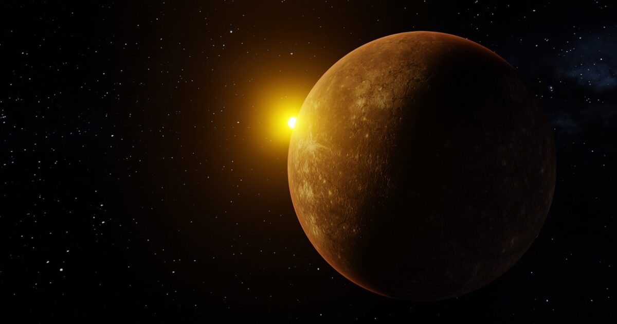 太陽に照らされる水星と宇宙空間