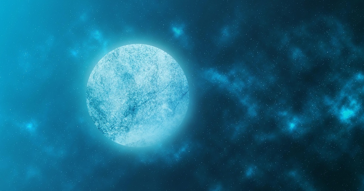 青く輝く惑星と星が瞬く神秘的な宇宙